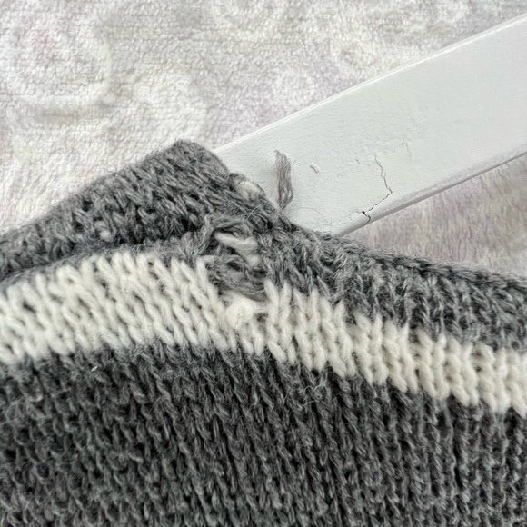 GORGEOUS LONG OPEN FRONT CARDIGAN SWEATER WINDOW PANE GRAY CREAM XL VGUC - Picture 8 of 11